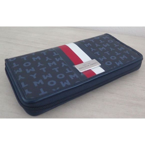 Tommy Hilfiger 69J40699 Women's Navy Signature Flag Zip Around Clutch Wallet $80 - Picture 4 of 8